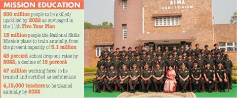 Pro-VC Dr Latha Pillai with Armymen at the Convocation Ceremony held at Army AD College, Gopalpur, on February 4.