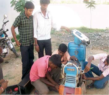 Learners during a motor repairing training session at Sri Ram Community College, Chennai.